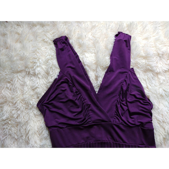Casual Long Purple with Pleats and V-neck back Sleeveless Dress Size 2X - Picture 3 of 4